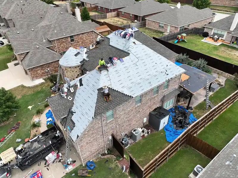 Large roof replacement job in progress